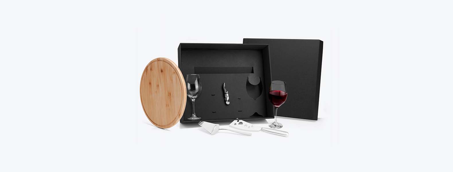 Kit Para Queijo / Vinho Em Bambu / Inox / Vidro