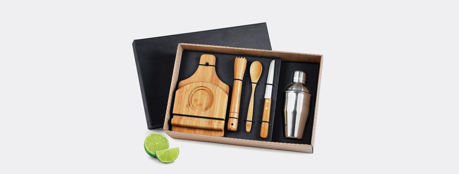 Kit Para Caipirinha Em Bambu Com Coqueteleira