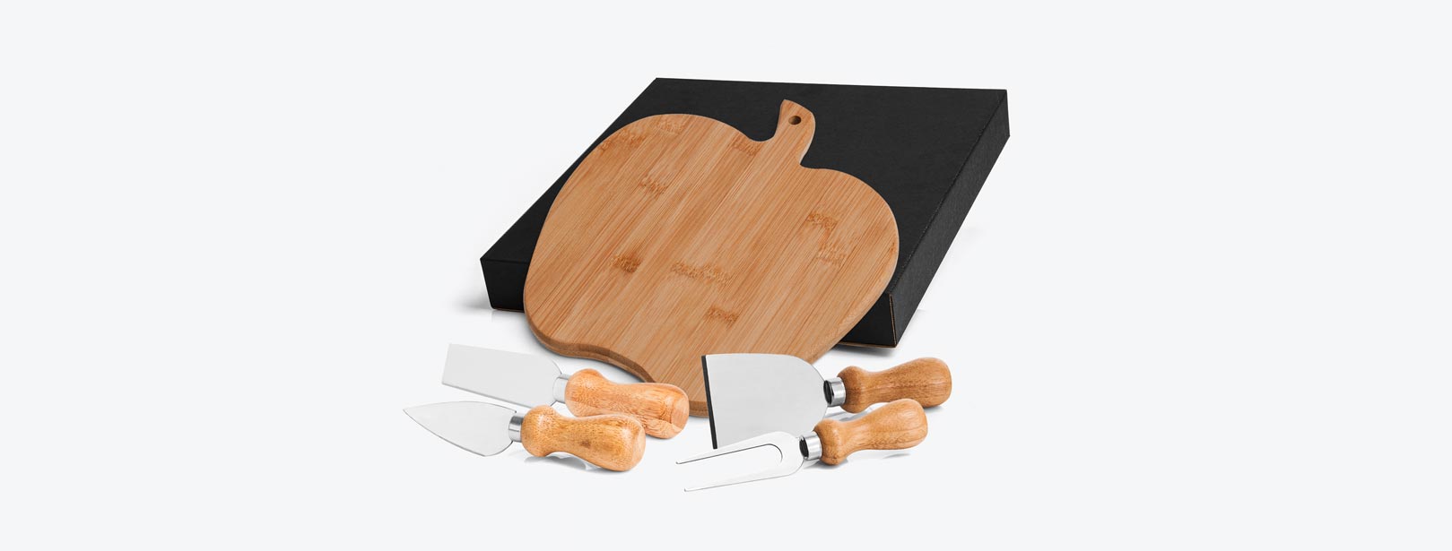 Kit Para Queijo Em Bambu Com Tábua Formato Maça