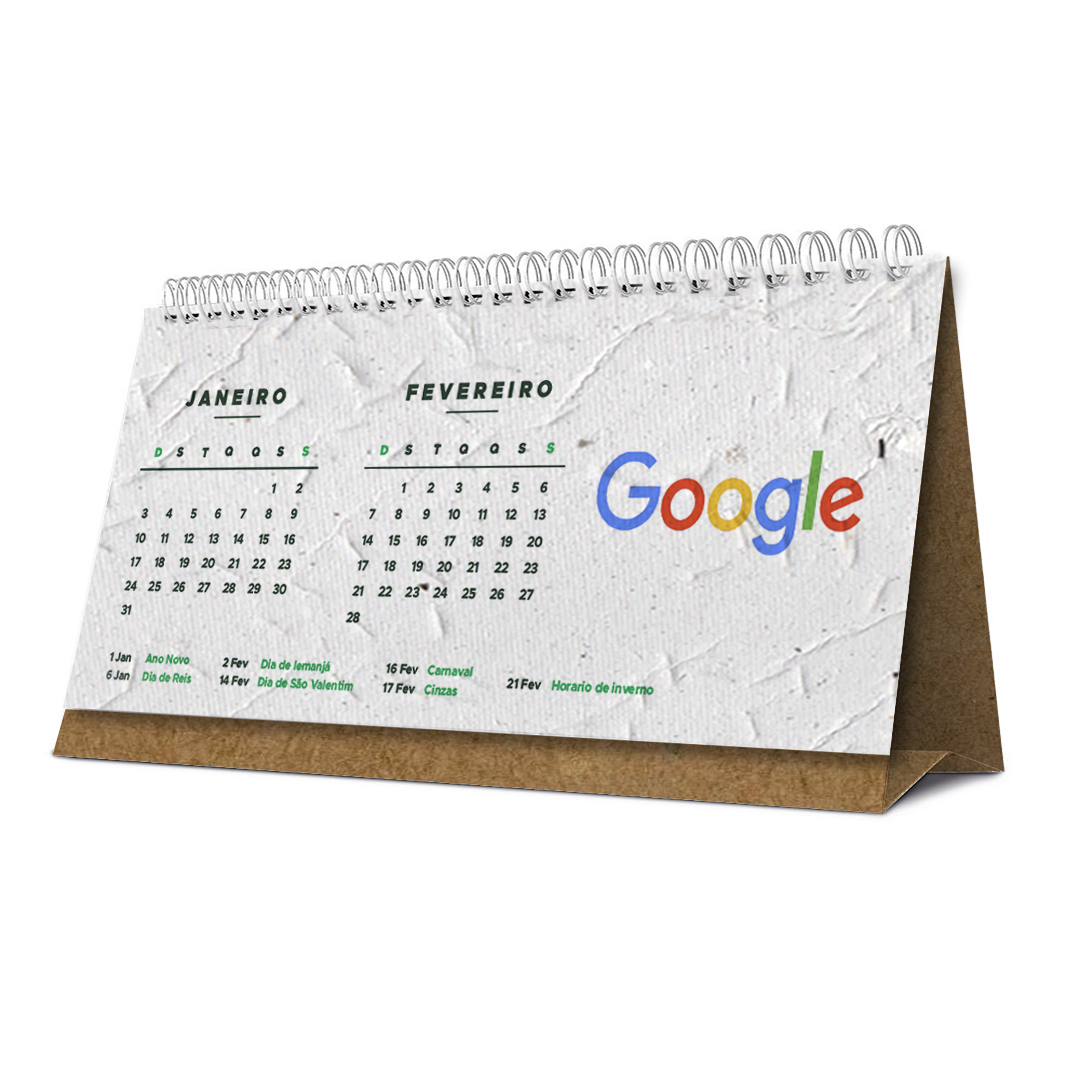 Calendário de mesa papel semente