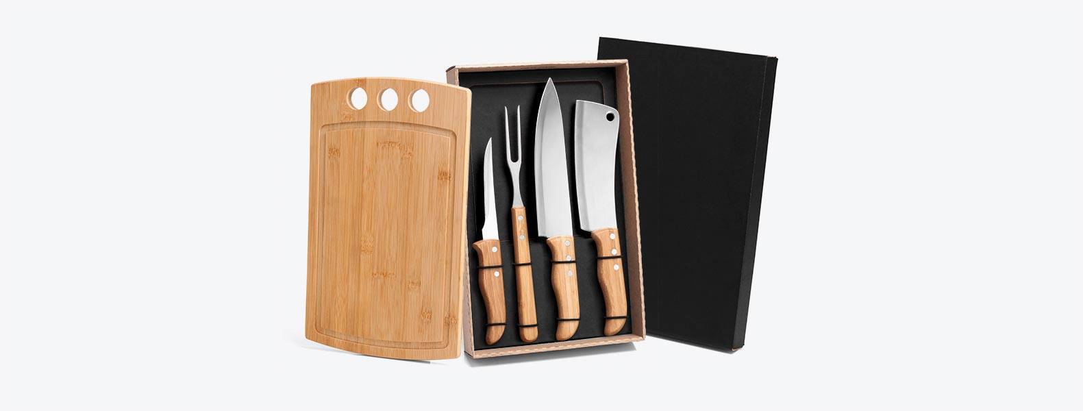 Kit Para Churrasco / Cozinha Em Bambu / Inox